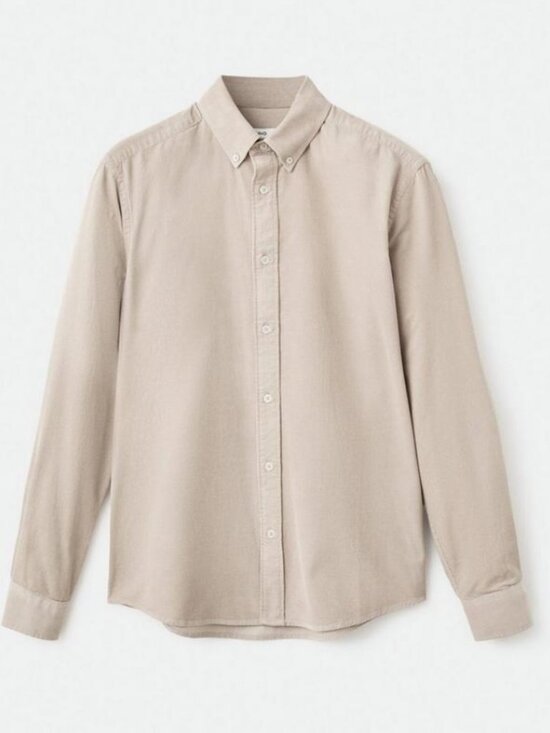 Mango Tan Slim Fit Long Sleeve Button Up Shirt in Medium - Picture 3 of 7